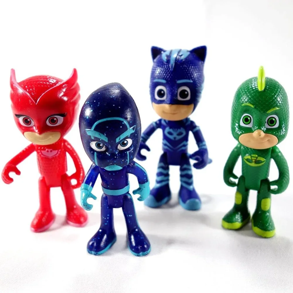 Just Play PJ Masks Cat Boy‎ Owlette Gekko Night Ninja Lot of 4 Action Figures